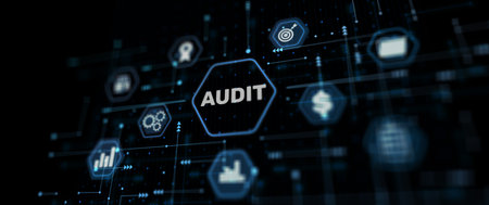 Audit Auditor Financial service compliance concept. Abstract backgroundの写真素材