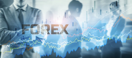 Forex exchange. Financial technology concept. Fintech. Online bankingの写真素材