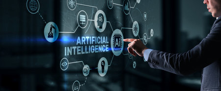 Artificial Intelligence Nanotechnologies Business Technologies concept. Futuristic backgroundの写真素材