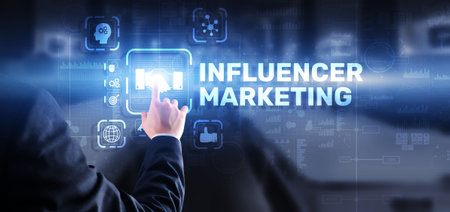 Influencer marketing concept. Business Internet conceptの写真素材