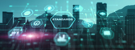 Standard iso standardisation certification business technology concept. Quality control Assuranceの写真素材