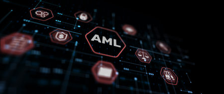 AML Anti Money Laundering Financial Bank Abstract Business Technology Conceptの写真素材
