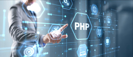 Hypertext Preprocessor PHP Programming. Interpreted programming languageの写真素材