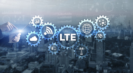 LTE Mobile and telecommunication technology concept on virtual screenの写真素材