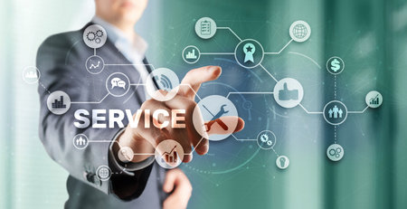 Technical Service Business Technology Internet Concept. 3D iconsの写真素材