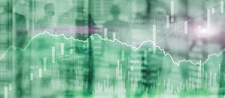 Trading investment and economics concept. Mixed Media Trade concept. Stock market universal backgroundの写真素材