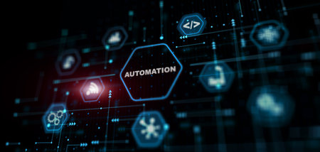 Automation technology industrial process workflow optimisation abstract backgroundの写真素材