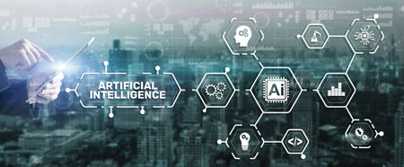 Artificial Intelligence Nanotechnologies Business Technologies concept. Futuristic backgroundの写真素材
