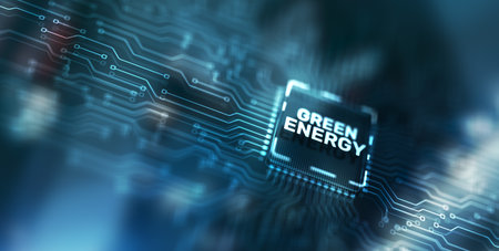 Green Energy saving concept. Mixed Media Backgroundの写真素材