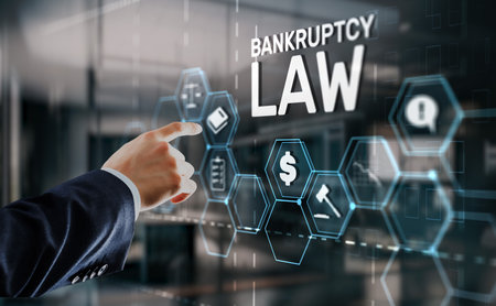 Bankruptcy law concept. Insolvency law. Company has problemsの写真素材