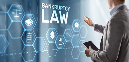 Bankruptcy law concept. Insolvency law. Company has problemsの写真素材