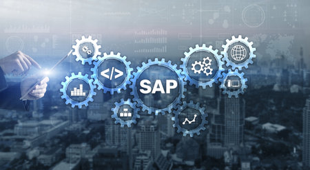 SAP System Software Automation concept on virtual screenの写真素材
