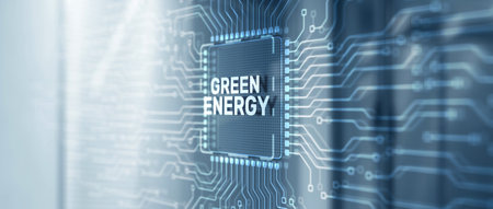 Green Energy saving concept. Mixed Media Backgroundの写真素材