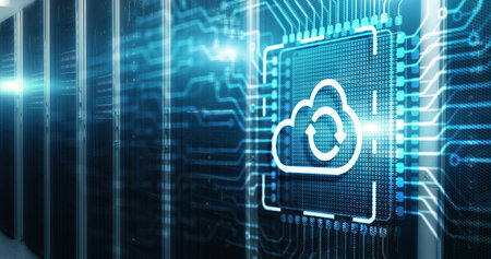 Cloud computing concept. Connect to cloud. 3d Electronic Circuit Board Chipの写真素材
