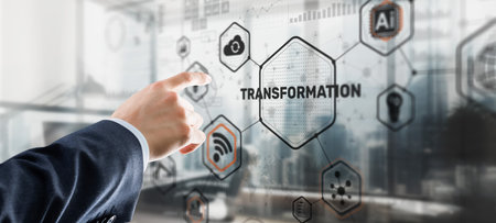 Businessman selecting Transformation. Background for presentationsの写真素材