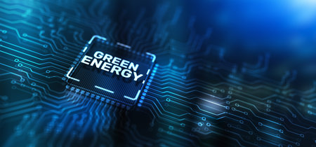 Green Energy saving concept. Mixed Media Backgroundの写真素材