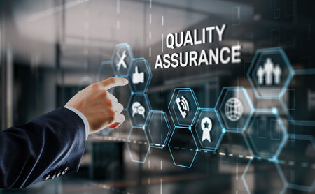 Quality Assurance ISO DIN Service Guarantee Standard Retail Conceptの写真素材