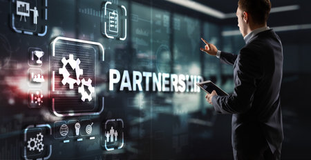 Partnership of companies. Collaboration. Business Technology Internet conceptの写真素材