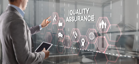 Quality Assurance ISO DIN Service Guarantee Standard Retail Conceptの写真素材