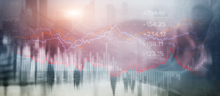 Data analyzing in forex market trading. Stock trading market background as conceptの写真素材
