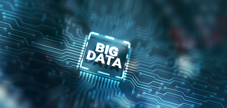 Big data on server racks background. Technology Internet conceptの写真素材
