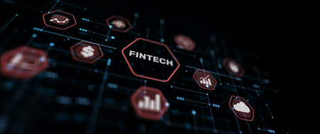 Fintech Financial technology. Business abstract backgroundの写真素材