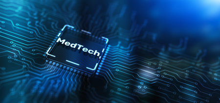 Medicine technology integration automation computing health care concept. CPU Iconの写真素材