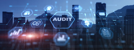 Audit Auditor Financial service compliance concept on city modern backgroundの写真素材