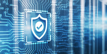 Cyber Security Data Protection Business Privacy concept. 3d Electronic Circuit Board Chipの写真素材