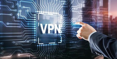 Virtual private network VPN on Gears Server Backgroundの写真素材