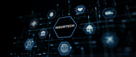 Insurance health family car money travel Insurtech concept on abstract backgroundの写真素材