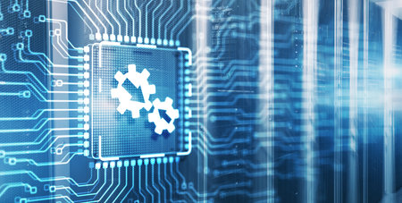 Inscription INTEGRATION on 3d Electronic Circuit Board Chipの写真素材