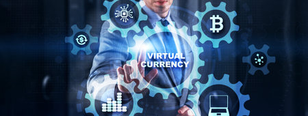 Virtual Currency Financial Technology Background Exchange Investment conceptの写真素材