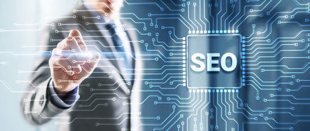 The inscription on processor icons SEO. Business concept 2023の写真素材