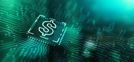 Fintech financial technology digital money internet banking conceptの写真素材
