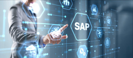 Business management software SAP . Enterprise resources planning systemの写真素材