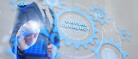 Virtual Currency Financial Technology Background Exchange Investment conceptの写真素材