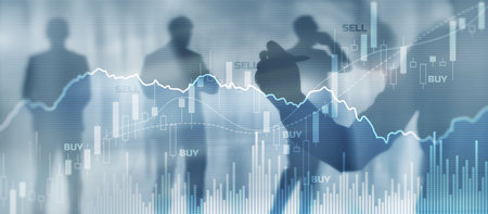 Trading investment and economics concept. Mixed Media Trade concept. Stock market universal backgroundの写真素材