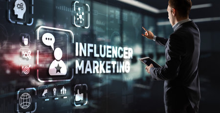 Influencer marketing concept. Business Internet conceptの写真素材