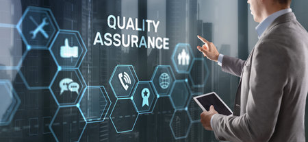 Quality Assurance ISO DIN Service Guarantee Standard Retail Conceptの写真素材