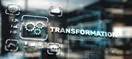 Transformation on virtual screen. Business internet technology conceptの写真素材