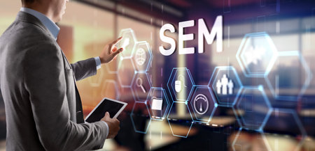 SEM Search Engine Optimization Marketing Ranking Traffic Website Technology Communication Conceptの写真素材