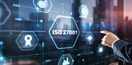 ISO standard certification standardisation quality control 27001の写真素材