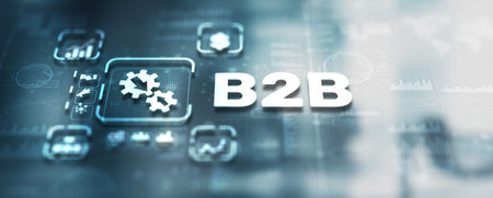B2B Business Company Commerce Technology Marketing concept on abstract backgroundの写真素材