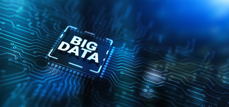 Big data on server racks background. Technology Internet conceptの写真素材