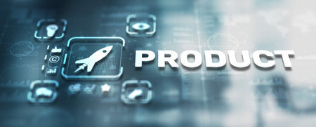 Product concept. Business development elements. Abstract Backgroundの写真素材