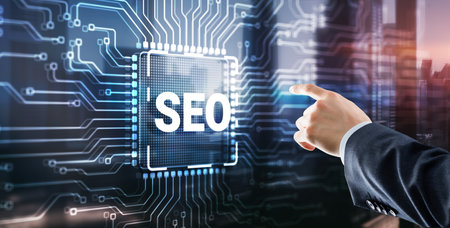 The inscription on processor icons SEO. Business concept 2023の写真素材
