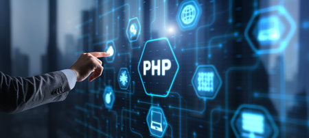 Hypertext Preprocessor PHP Programming. Interpreted programming languageの写真素材