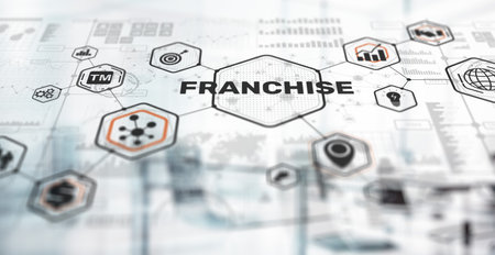 Franchise marketing system. Modern technology business. Franchise Distribution networkの写真素材