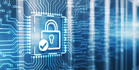 Cyber Security Data Protection Business Privacy concept. 3d Electronic Circuit Board Chipの写真素材